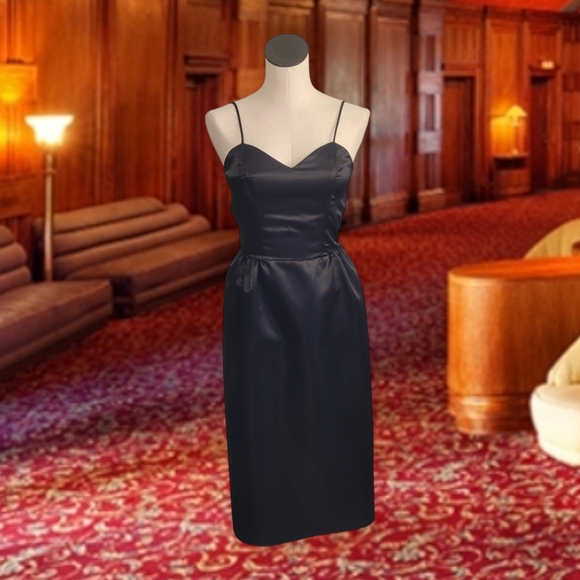 Vintage 80s Black Cocktail Dress - Picture 1 of 4